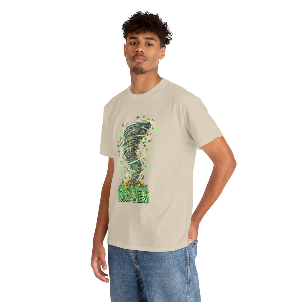 Money Moves Tee — Green Dollar Tornado Graphic T‑Shirt