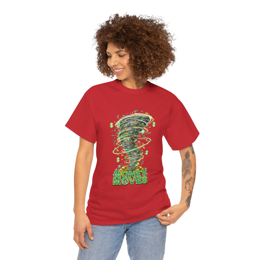 Money Moves Tee — Green Dollar Tornado Graphic T‑Shirt