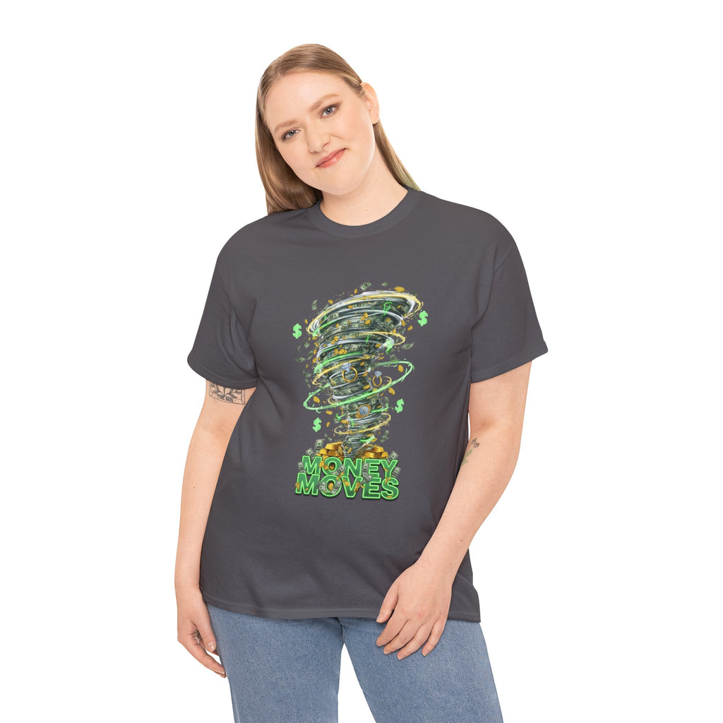 Money Moves Tee — Green Dollar Tornado Graphic T‑Shirt