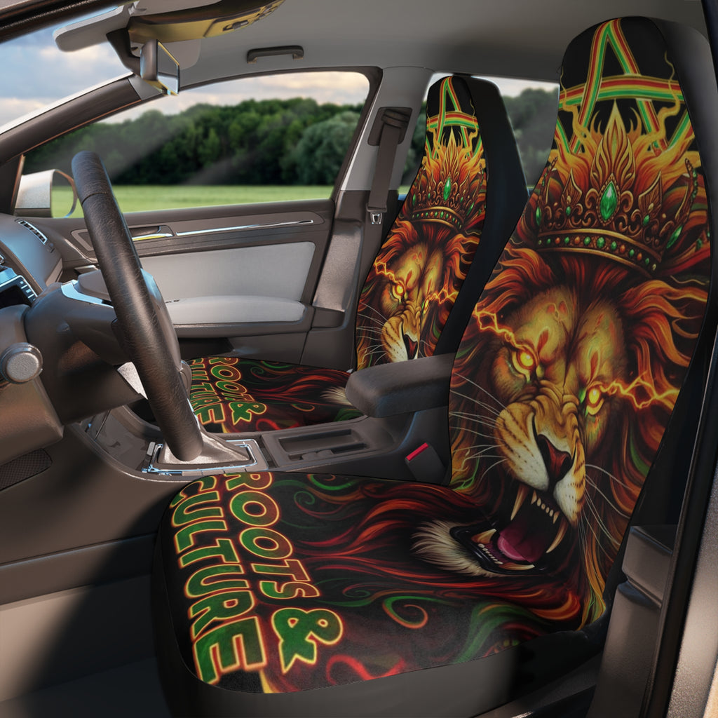 Lion Roots & Culture Polyester Car Seat Covers — Rasta Reggae-Inspired Auto Seat Protector