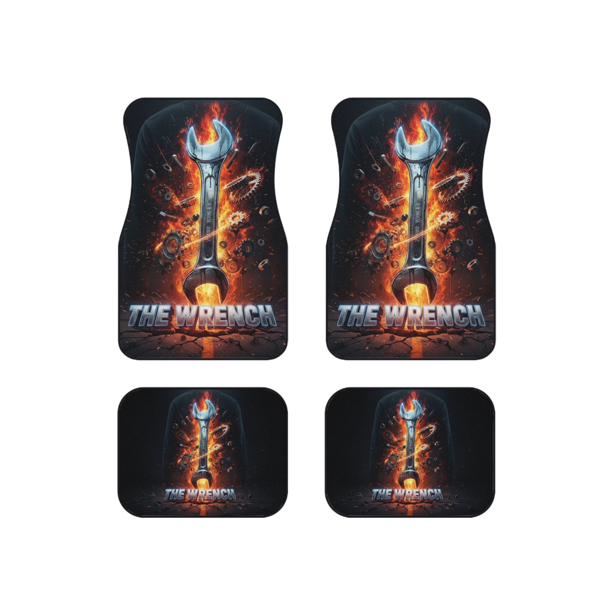 Flaming Wrench Car Mats (Set of 4) – Mechanic Auto Floor Mats