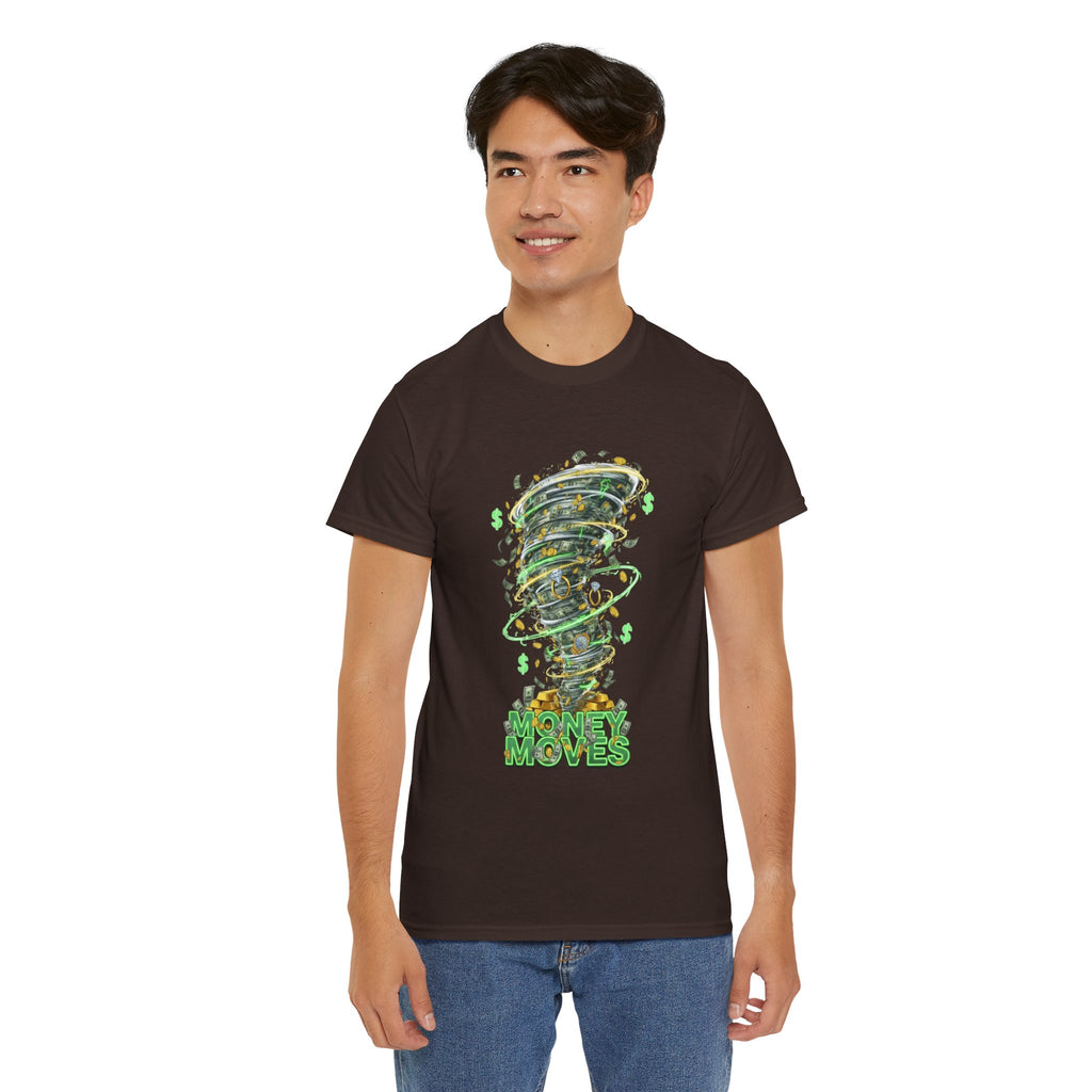 Money Moves Tee — Green Dollar Tornado Graphic T‑Shirt