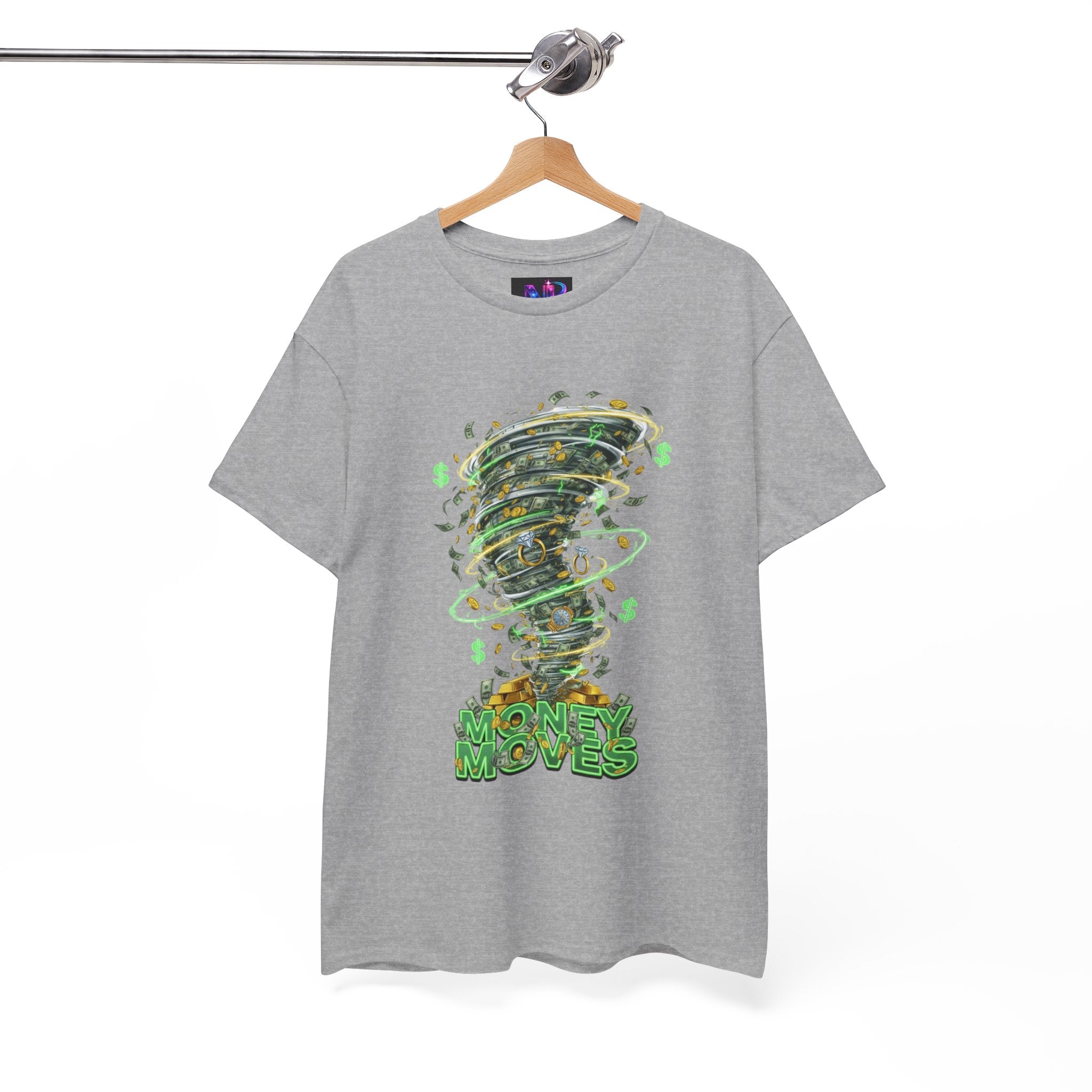 Money Moves Tee — Green Dollar Tornado Graphic T‑Shirt
