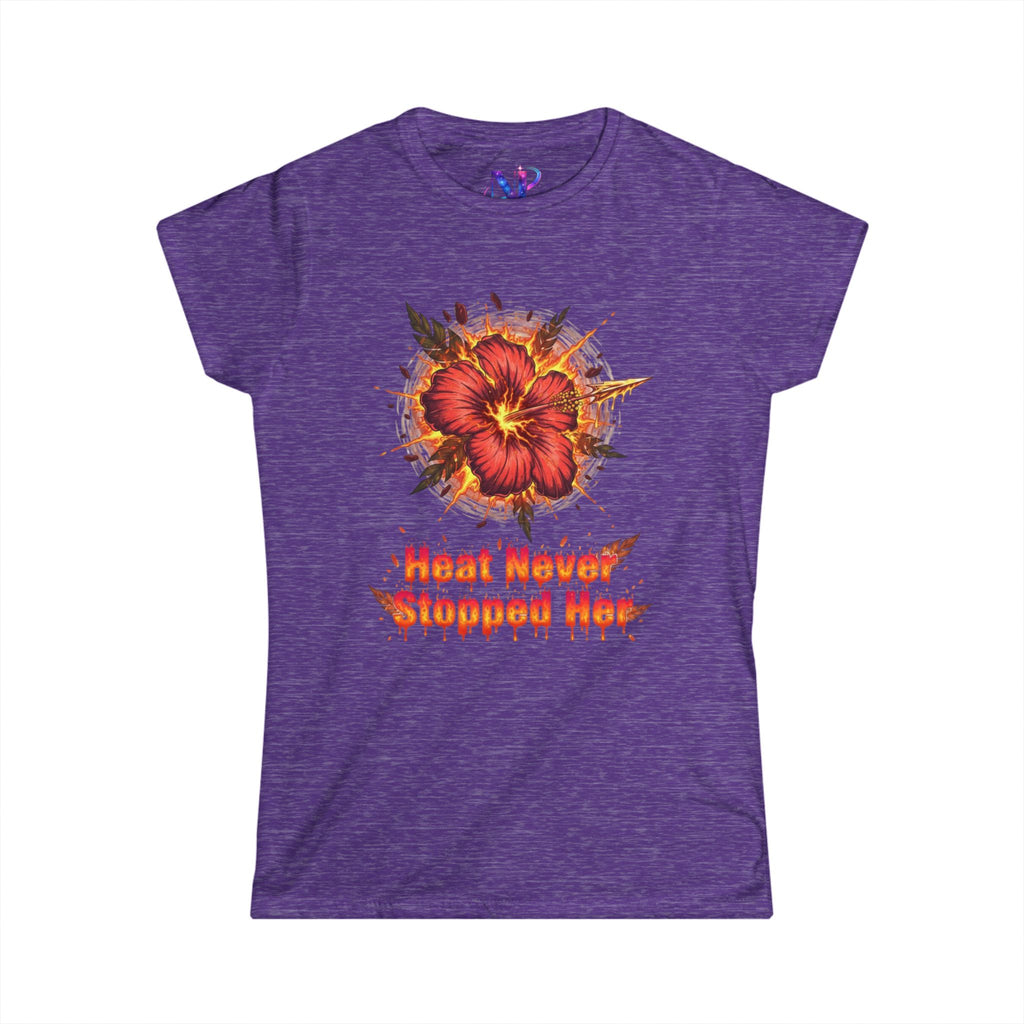 Women's Tee — 'Heat Never Stopped Her' Floral Fire Graphic