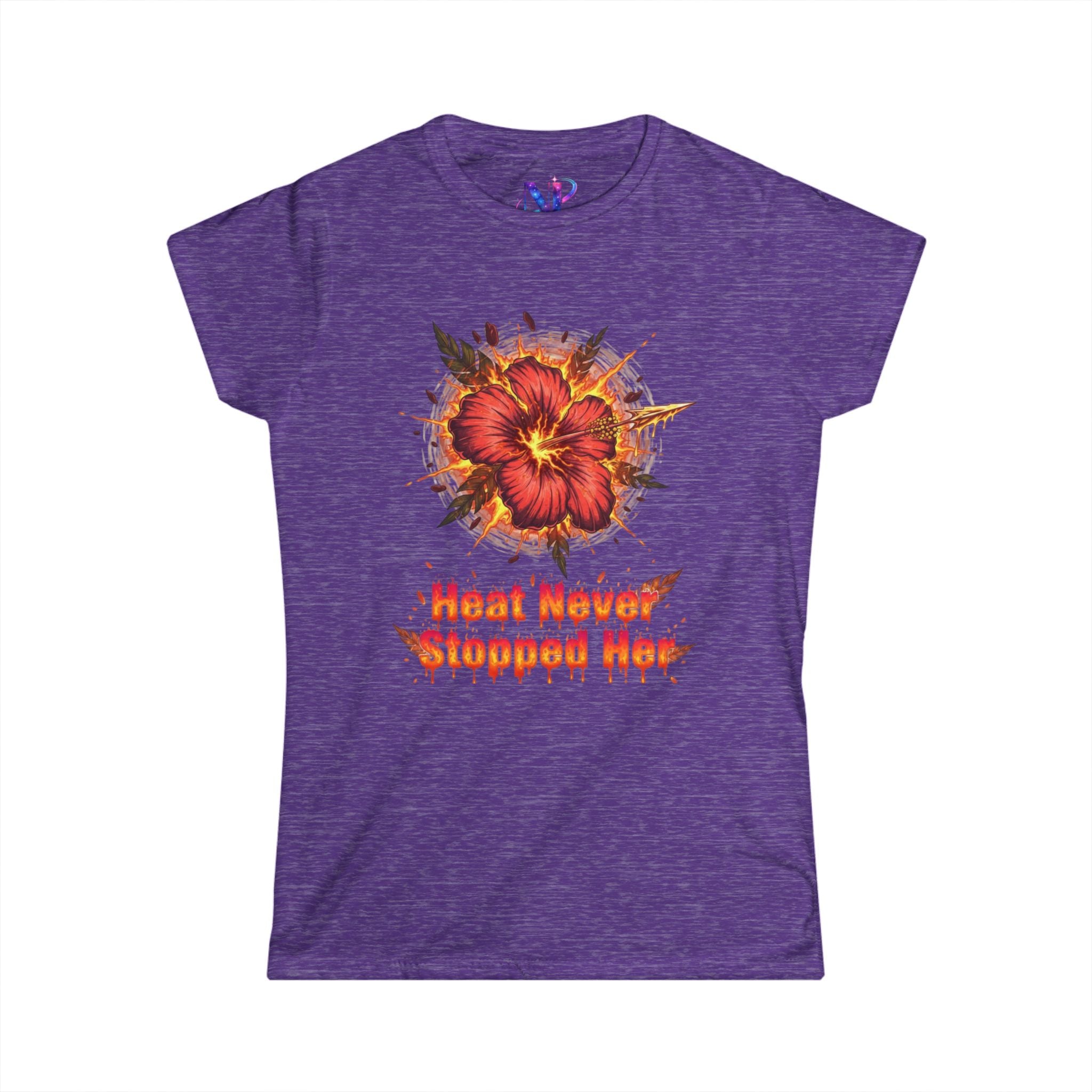 Women's Tee — 'Heat Never Stopped Her' Floral Fire Graphic