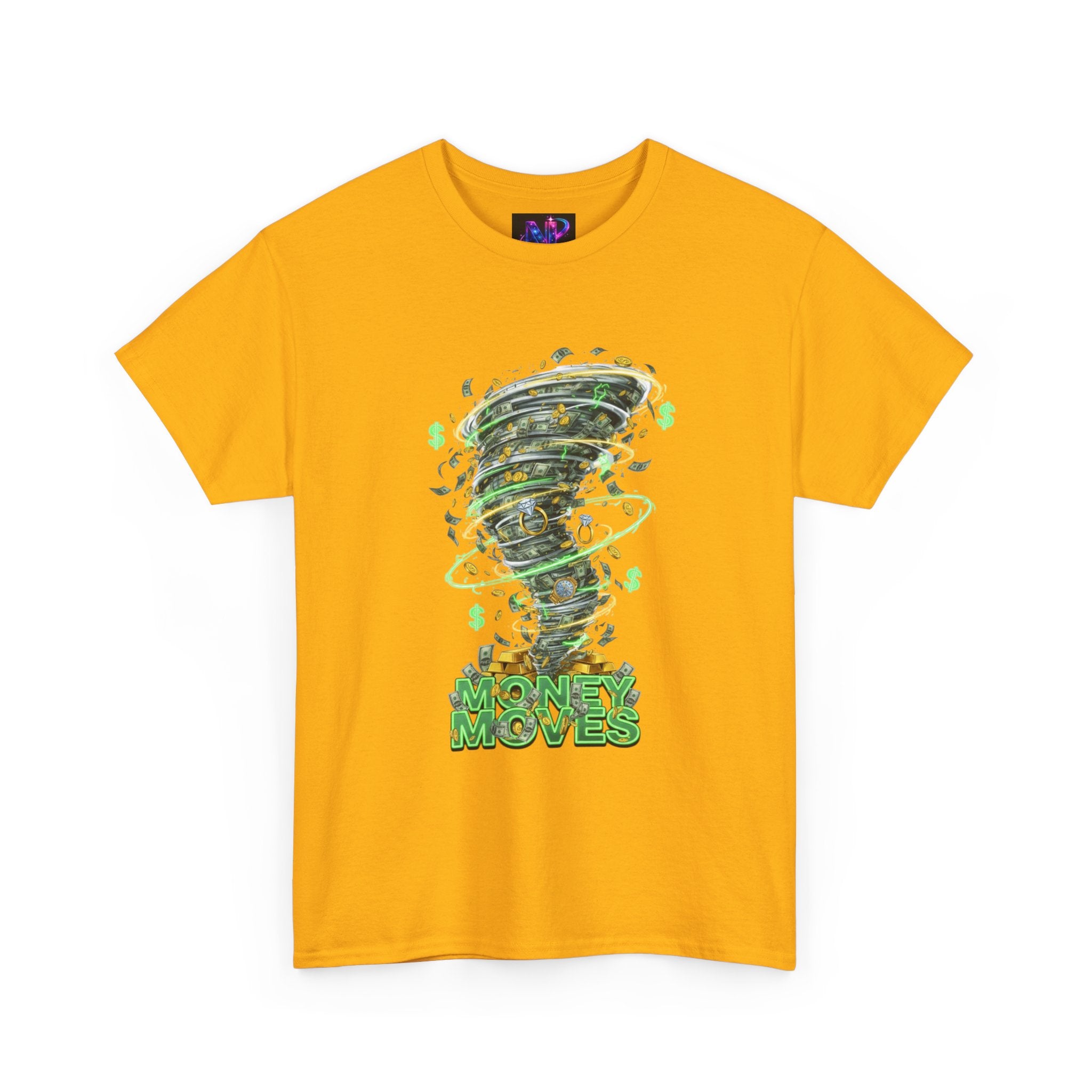 Money Moves Tee — Green Dollar Tornado Graphic T‑Shirt