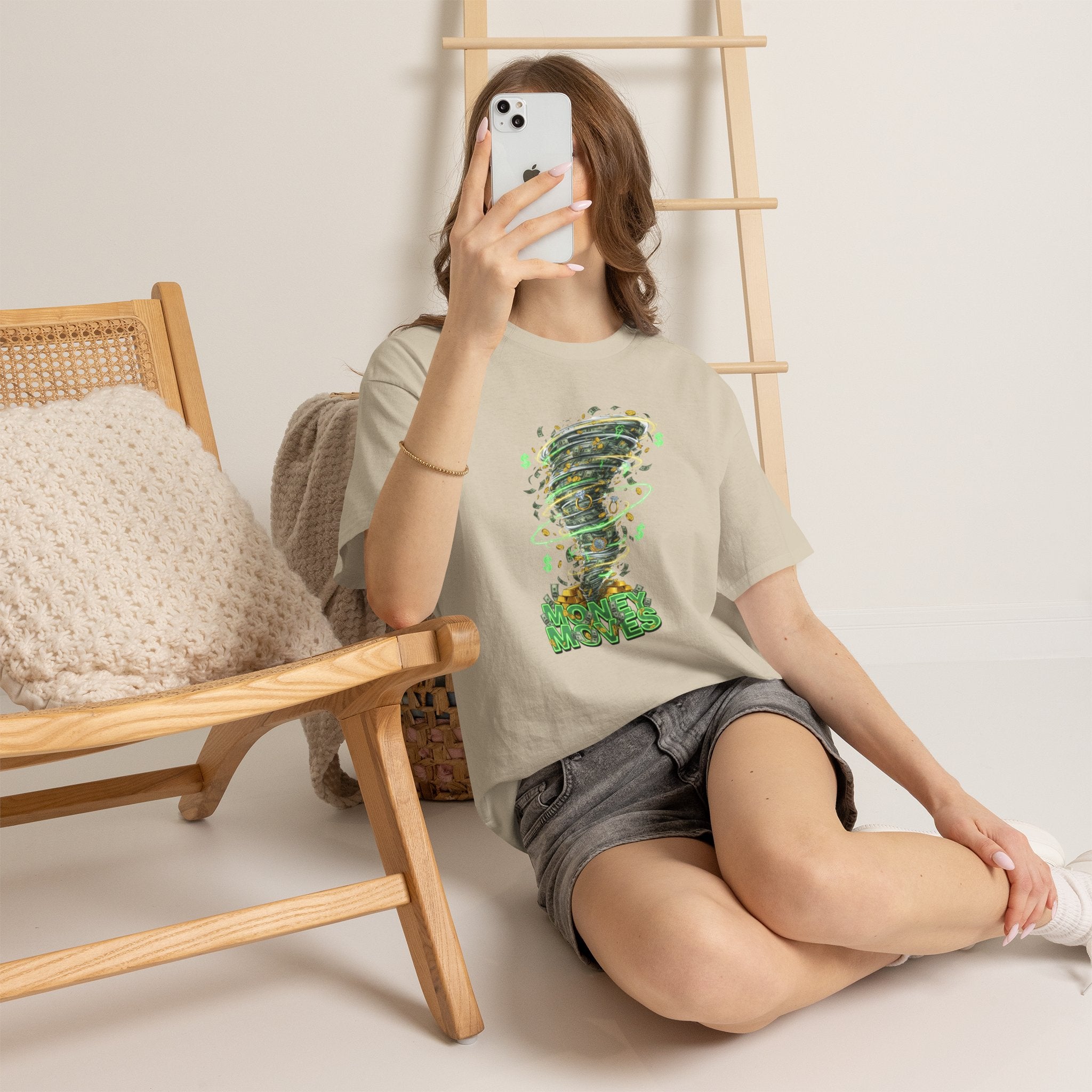Money Moves Tee — Green Dollar Tornado Graphic T‑Shirt
