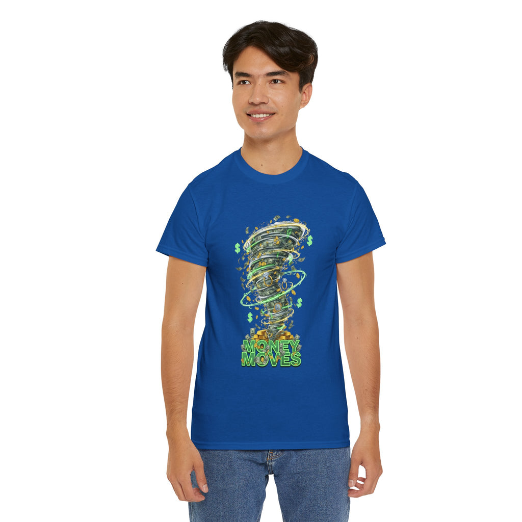 Money Moves Tee — Green Dollar Tornado Graphic T‑Shirt