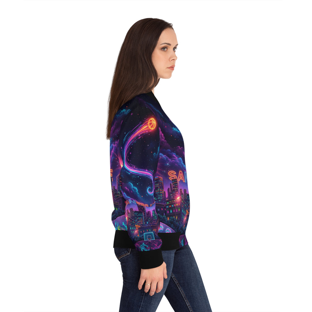 Santurce: La Calle Bomber Jacket — Retro Cosmic Puerto Rico AOP