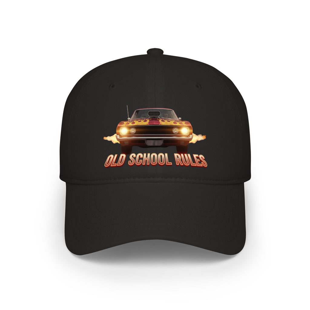 Old School Rules Vintage Muscle Car Baseball Cap