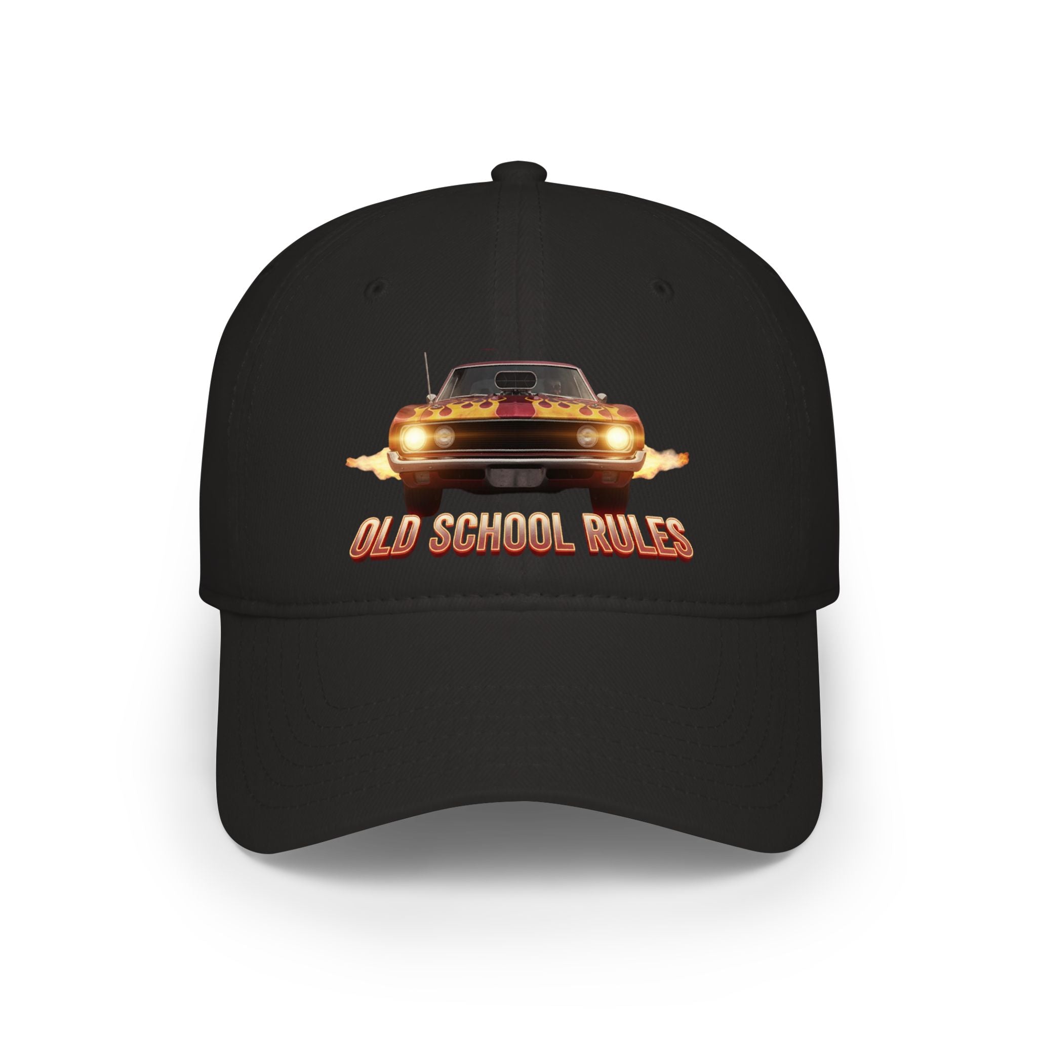 Old School Rules Vintage Muscle Car Baseball Cap