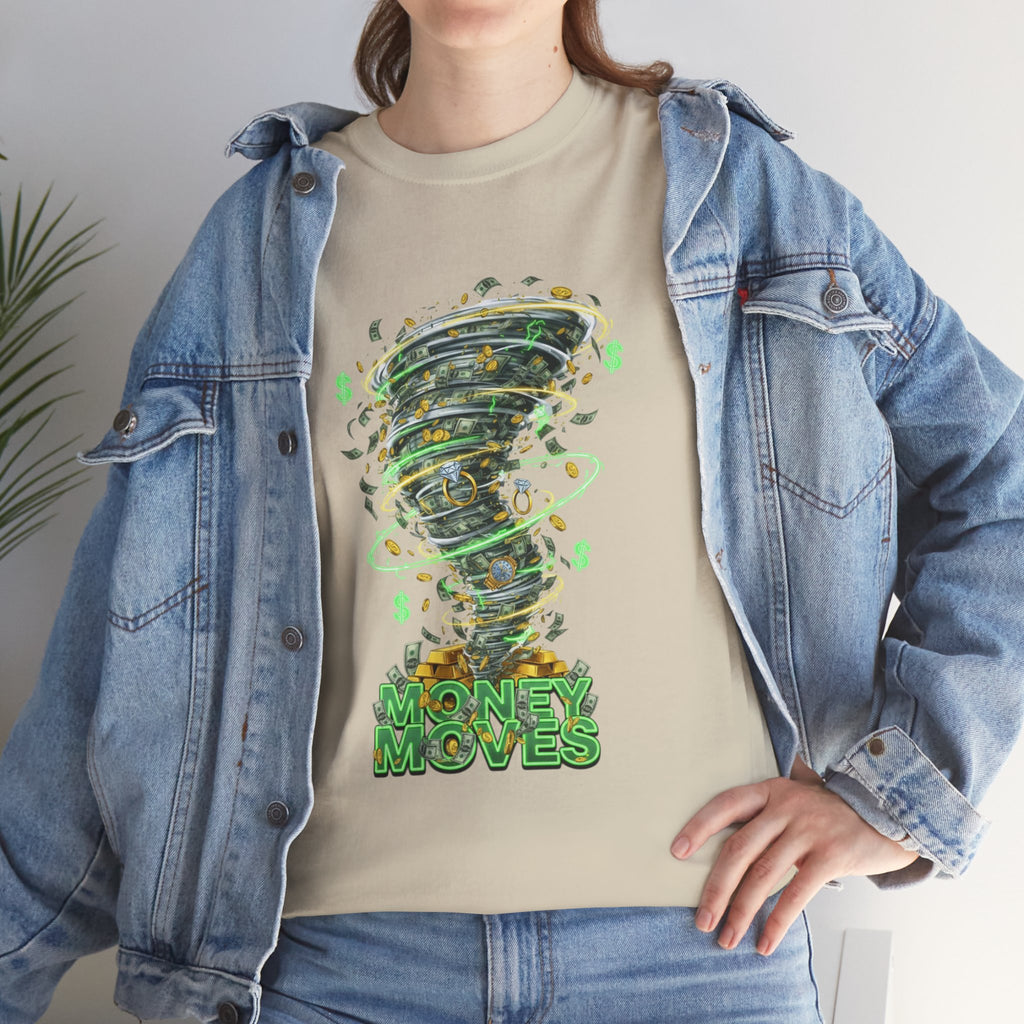 Money Moves Tee — Green Dollar Tornado Graphic T‑Shirt