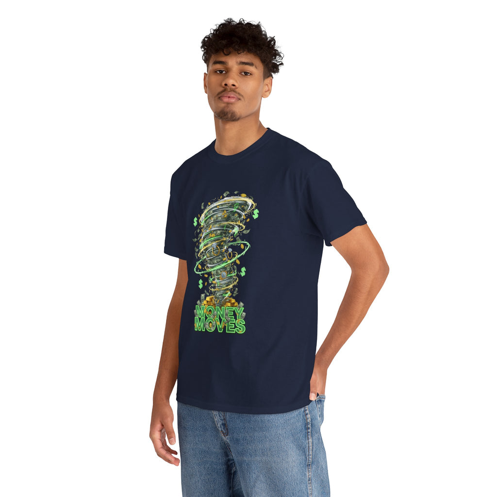 Money Moves Tee — Green Dollar Tornado Graphic T‑Shirt