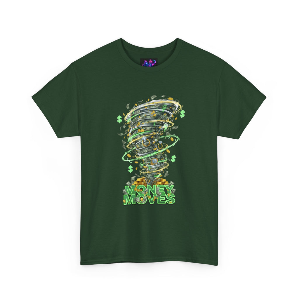 Money Moves Tee — Green Dollar Tornado Graphic T‑Shirt