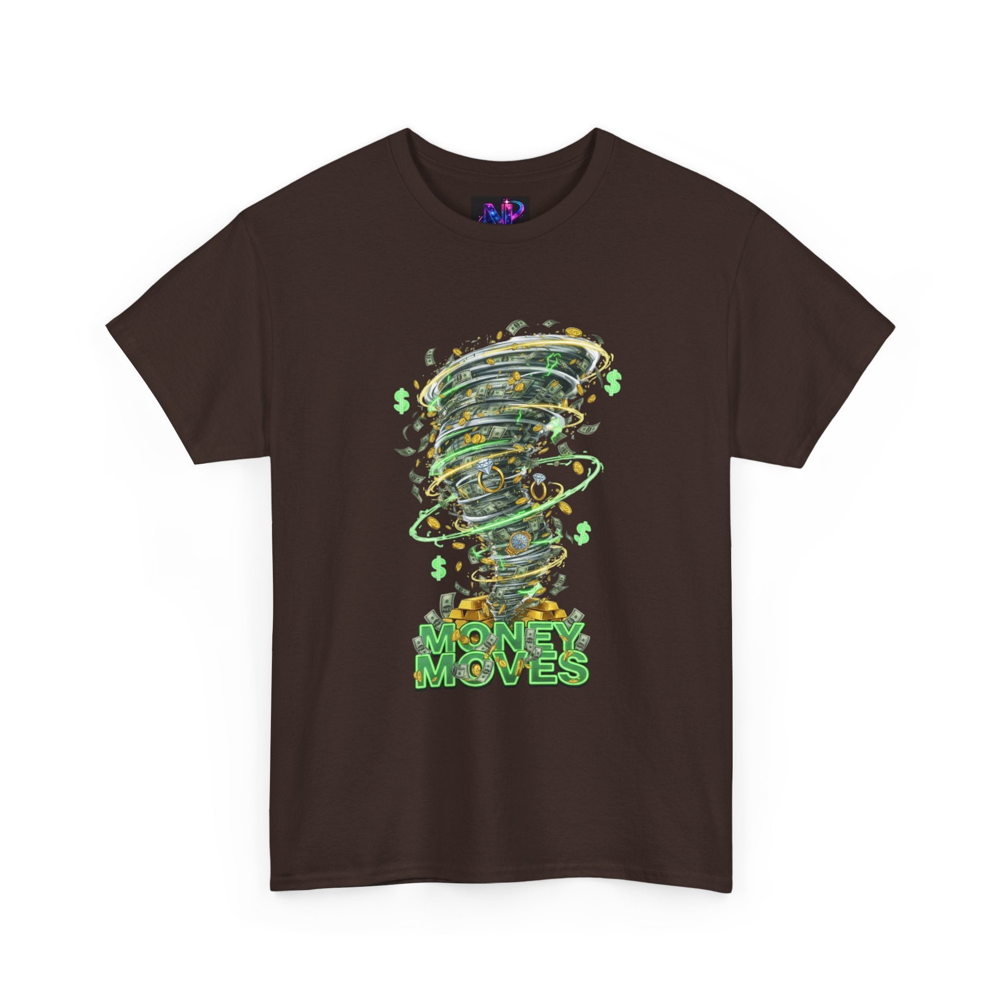 Money Moves Tee — Green Dollar Tornado Graphic T‑Shirt