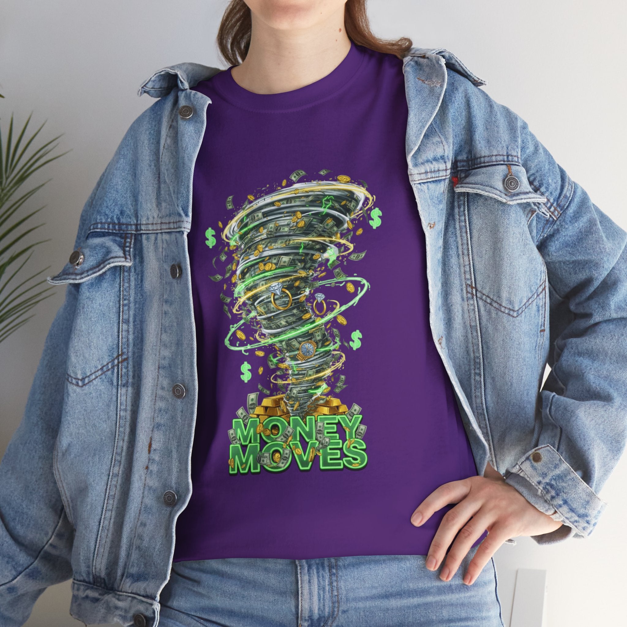 Money Moves Tee — Green Dollar Tornado Graphic T‑Shirt