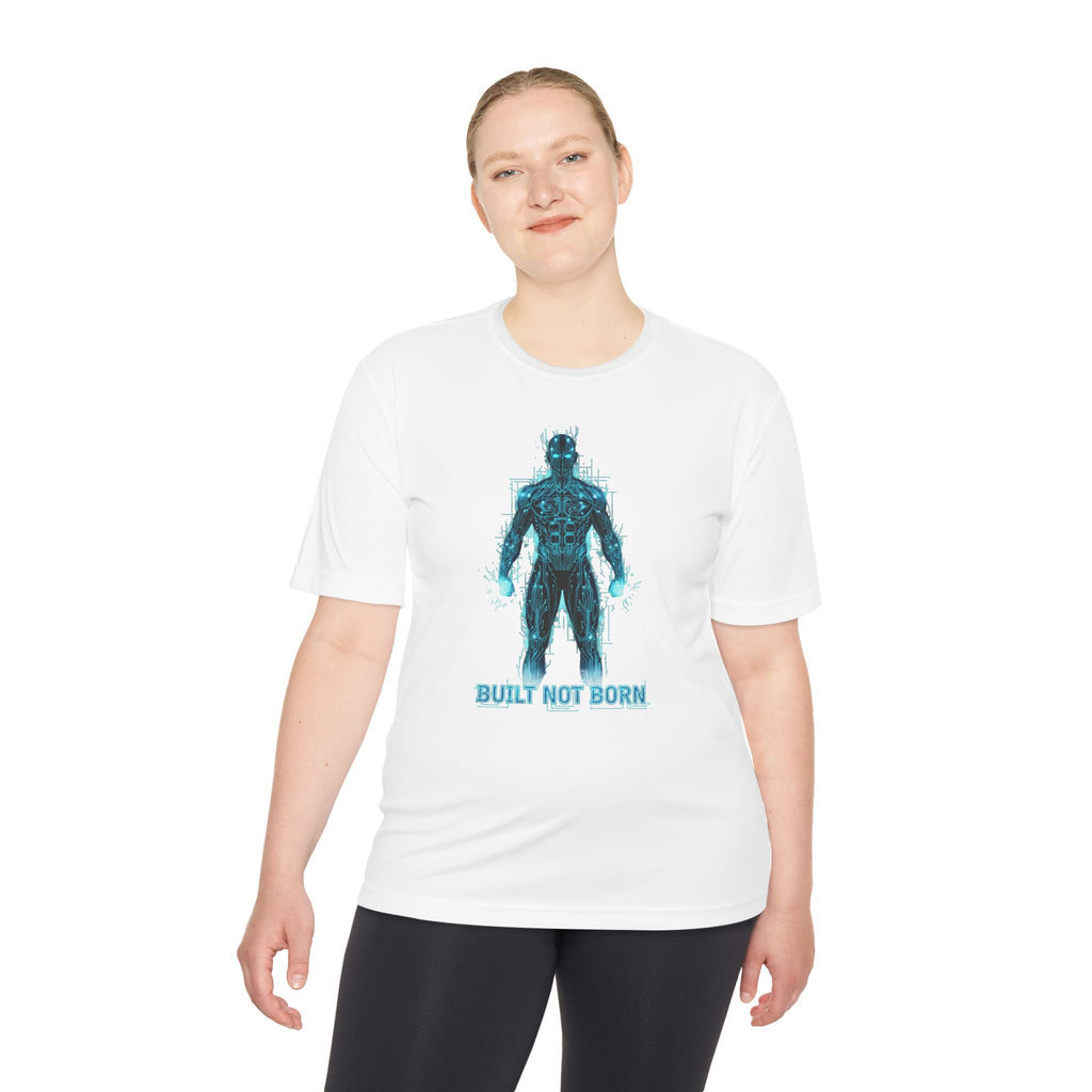 Built Not Born Athletic Tee — Cyber Soldier Graphic Moisture‑Wicking Shirt