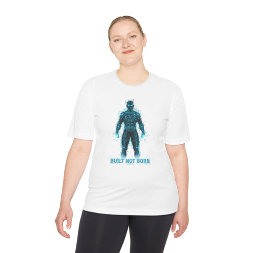 Built Not Born Athletic Tee — Cyber Soldier Graphic Moisture‑Wicking Shirt