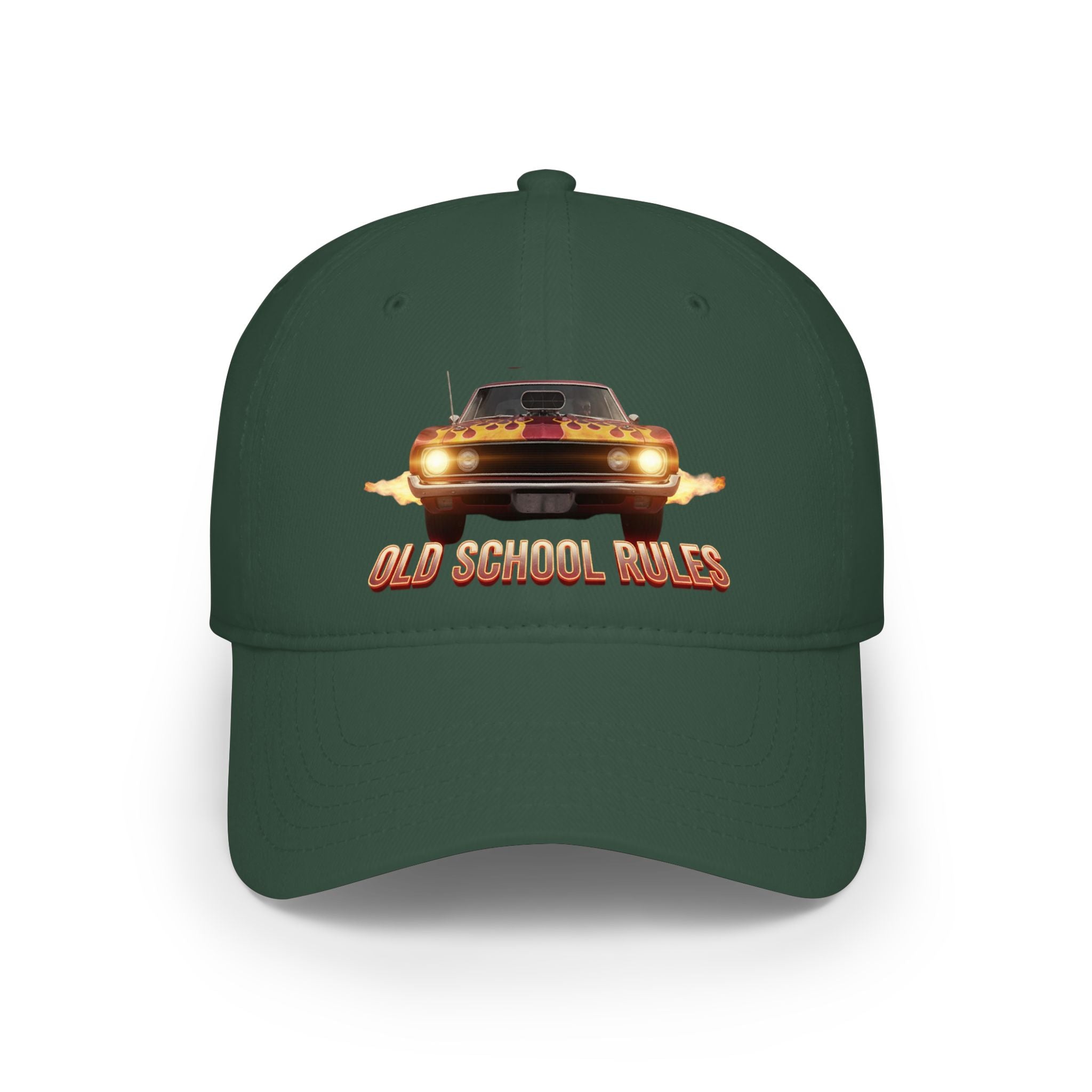 Old School Rules Vintage Muscle Car Baseball Cap