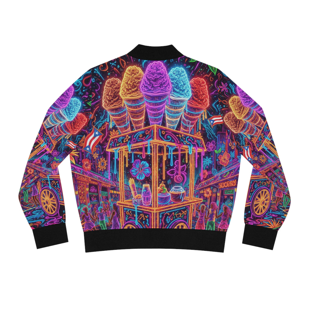 La Piragua Cósmica Bomber Jacket — Neon Carnival Women's Bomber