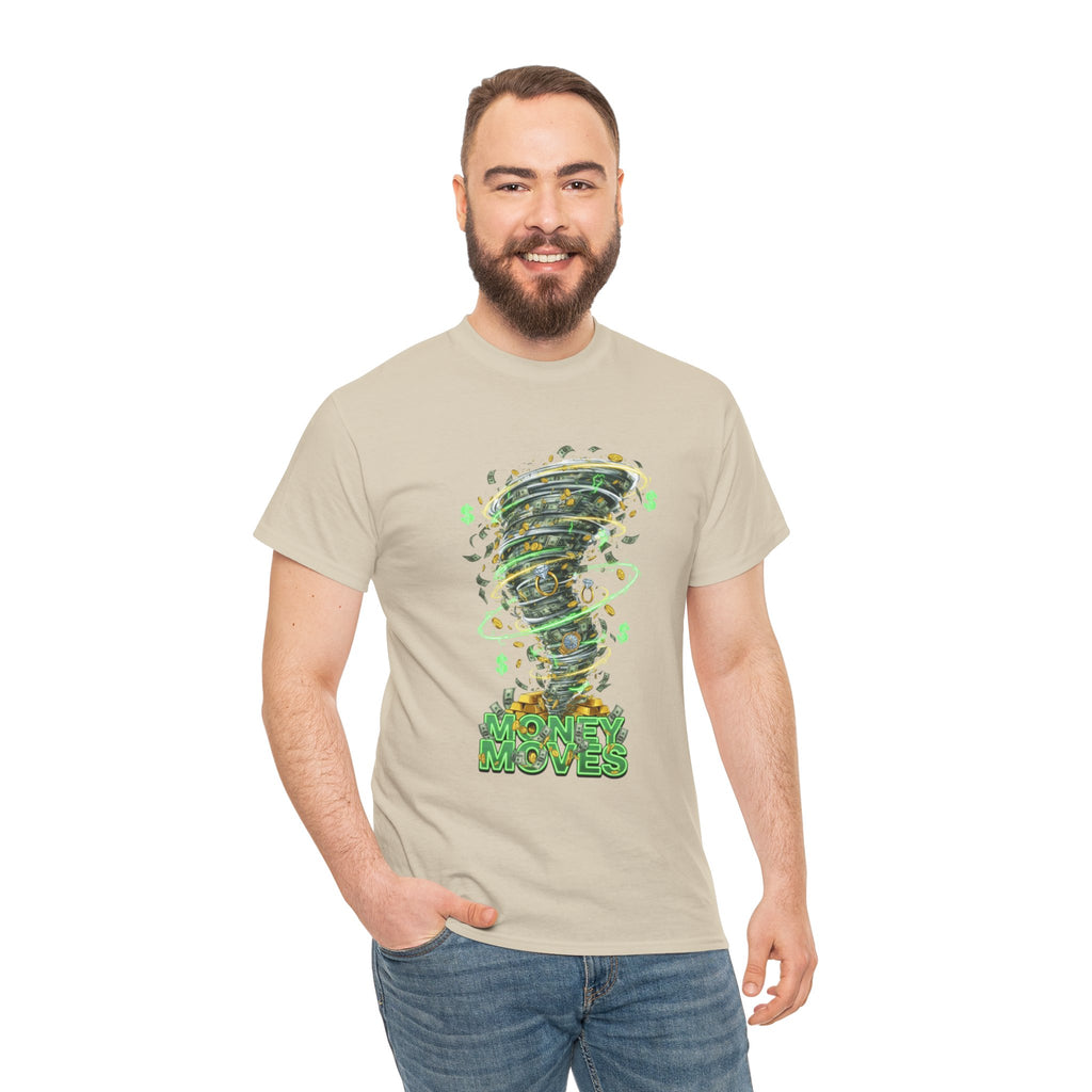 Money Moves Tee — Green Dollar Tornado Graphic T‑Shirt