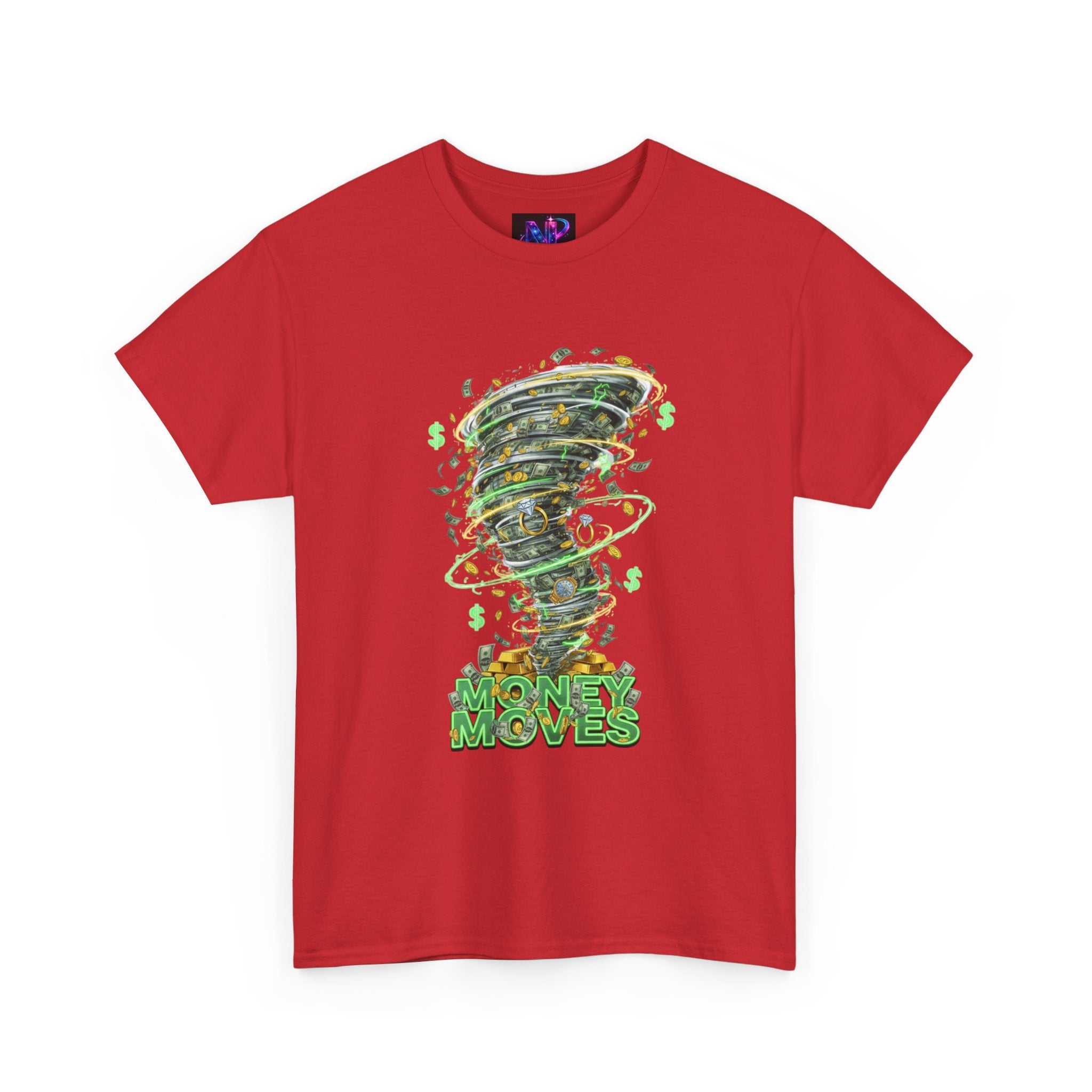 Money Moves Tee — Green Dollar Tornado Graphic T‑Shirt