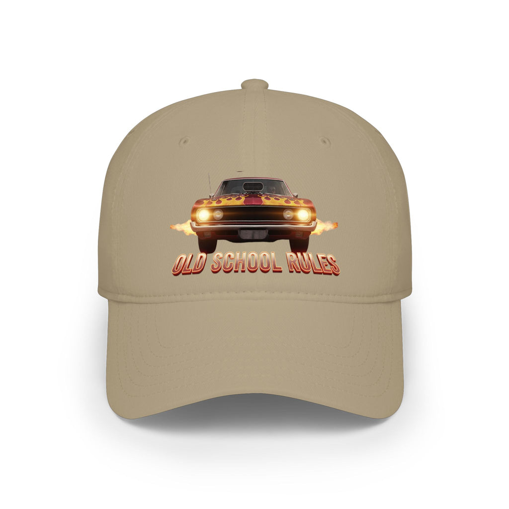 Old School Rules Vintage Muscle Car Baseball Cap