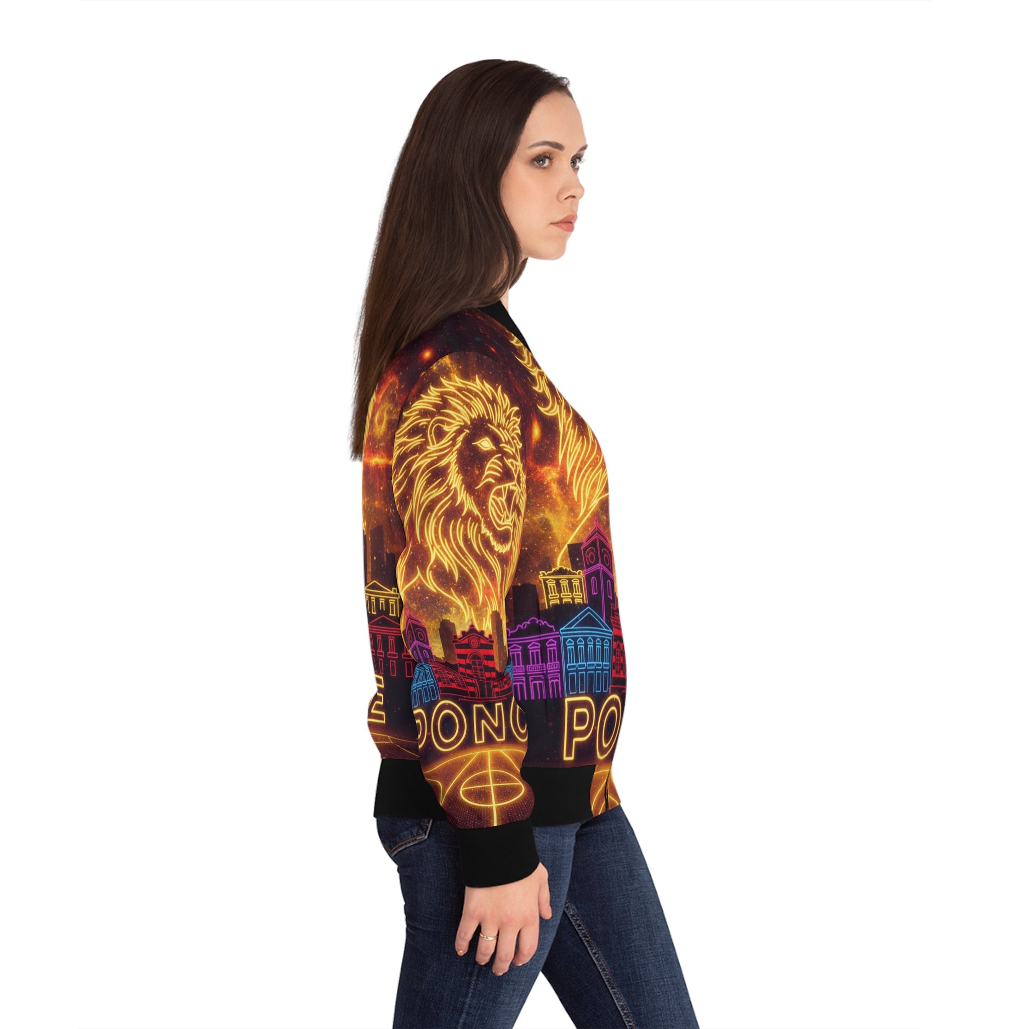 Ponce: La Ciudad Señorial Bomber Jacket — Women's City Pride All-Over Print
