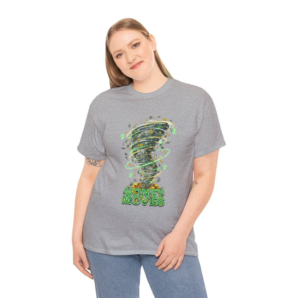 Money Moves Tee — Green Dollar Tornado Graphic T‑Shirt