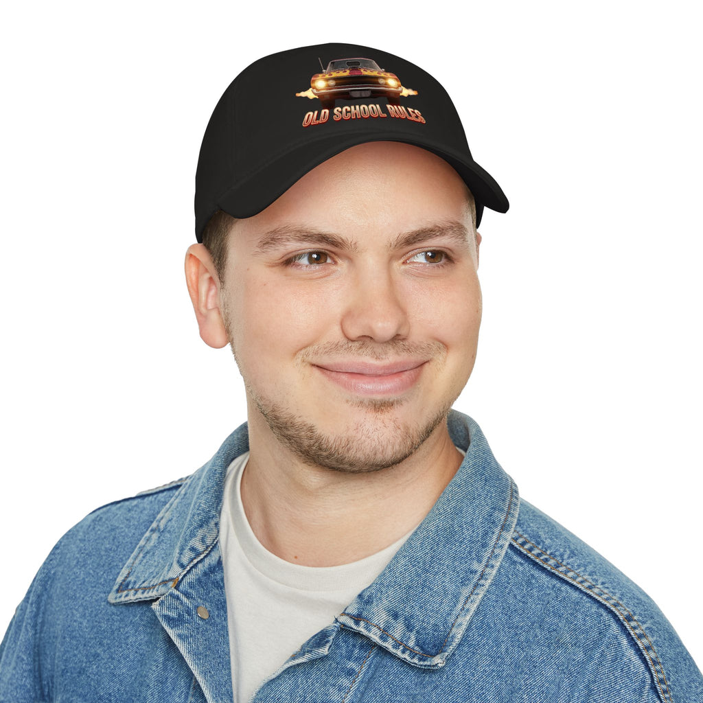 Old School Rules Vintage Muscle Car Baseball Cap