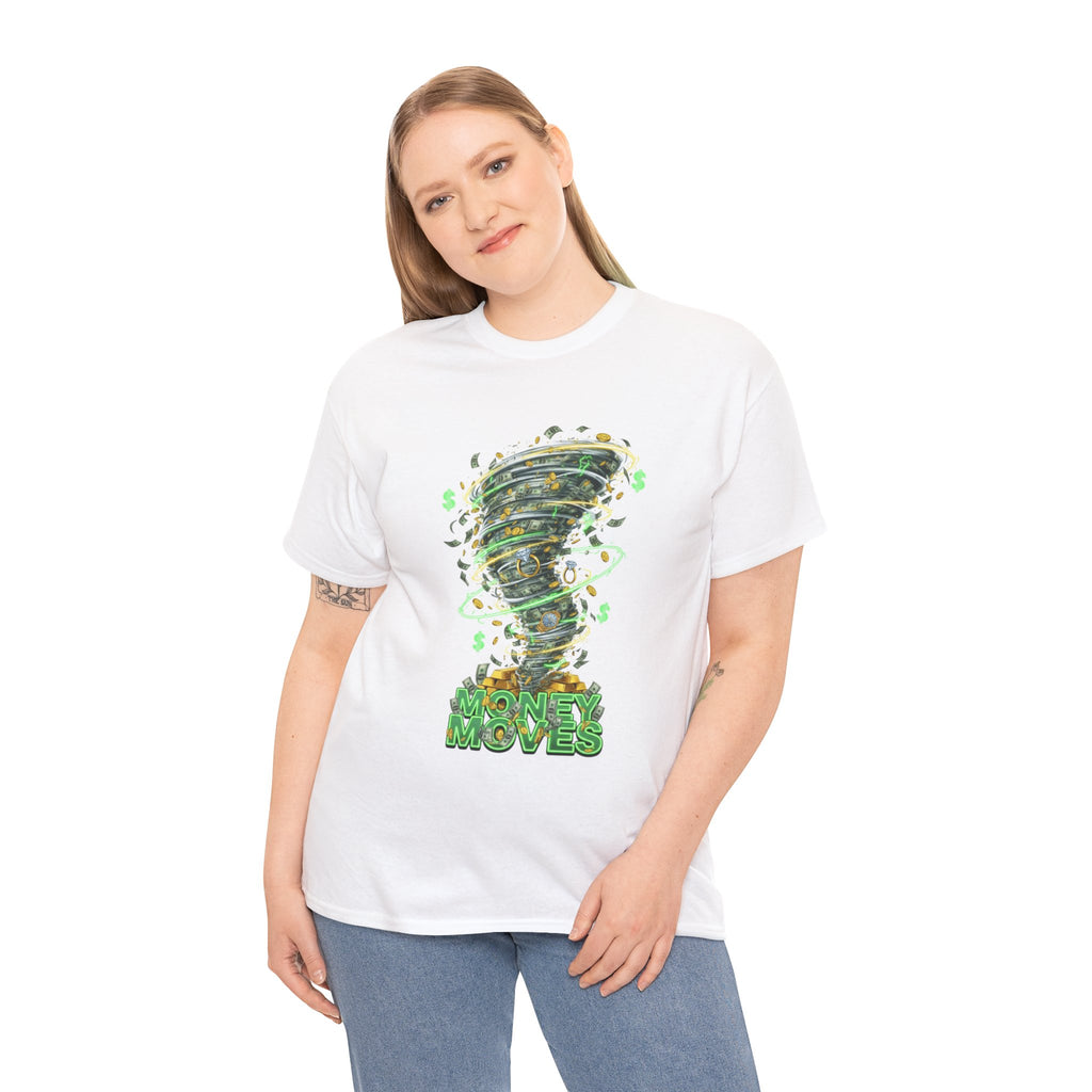 Money Moves Tee — Green Dollar Tornado Graphic T‑Shirt