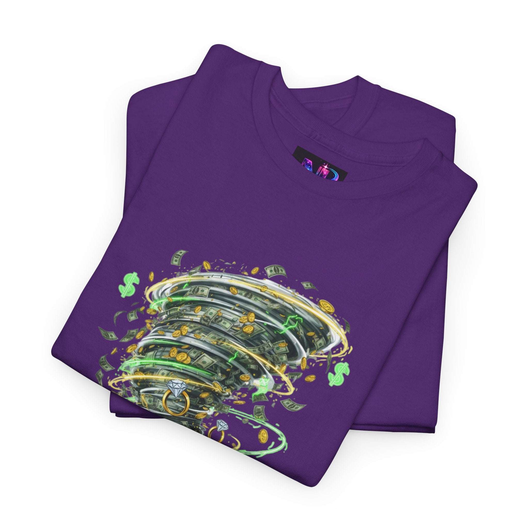 Money Moves Tee — Green Dollar Tornado Graphic T‑Shirt