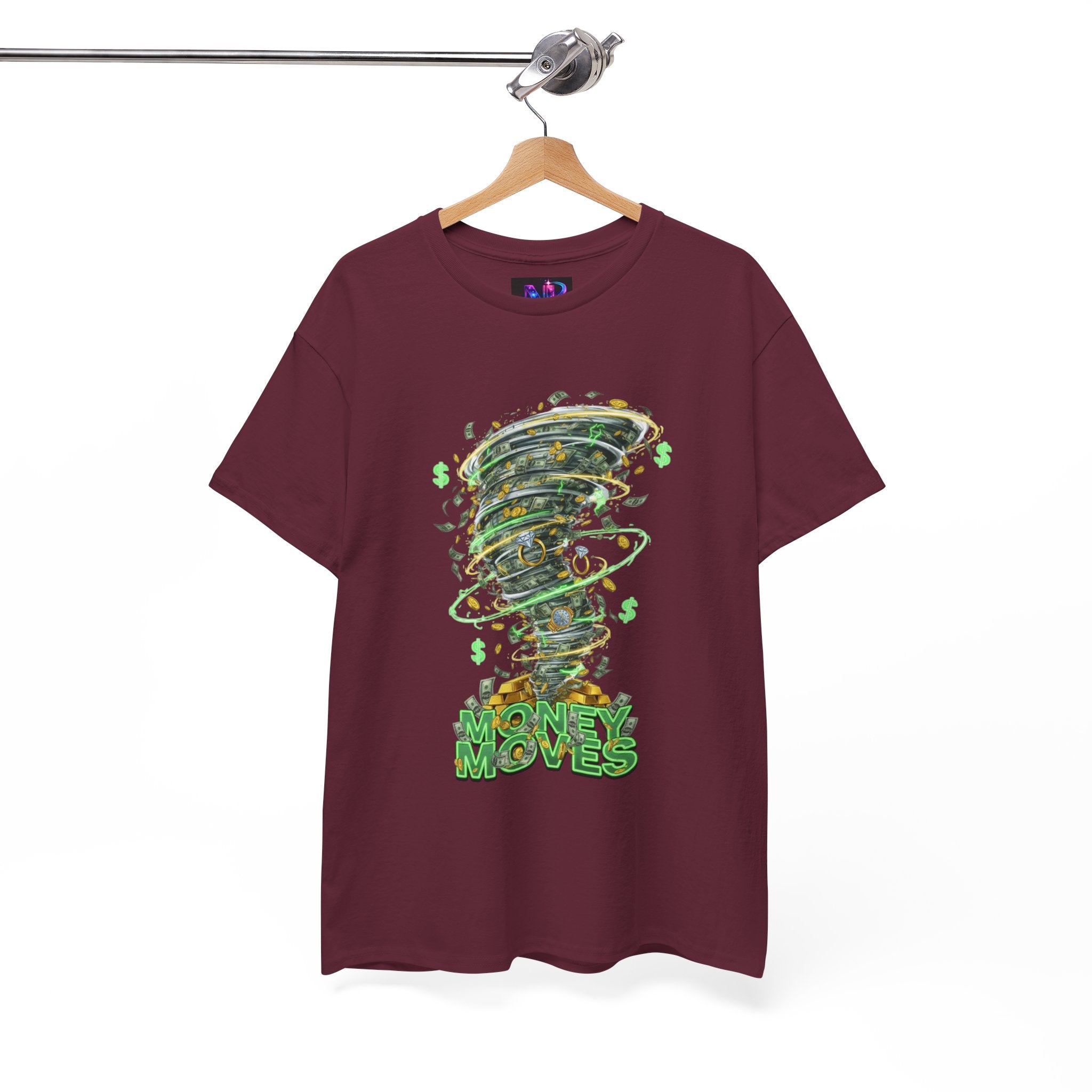 Money Moves Tee — Green Dollar Tornado Graphic T‑Shirt