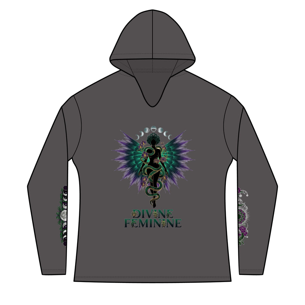 Divine Feminine Hoodie — Women's Spiritual Goddess Winged Caduceus Design