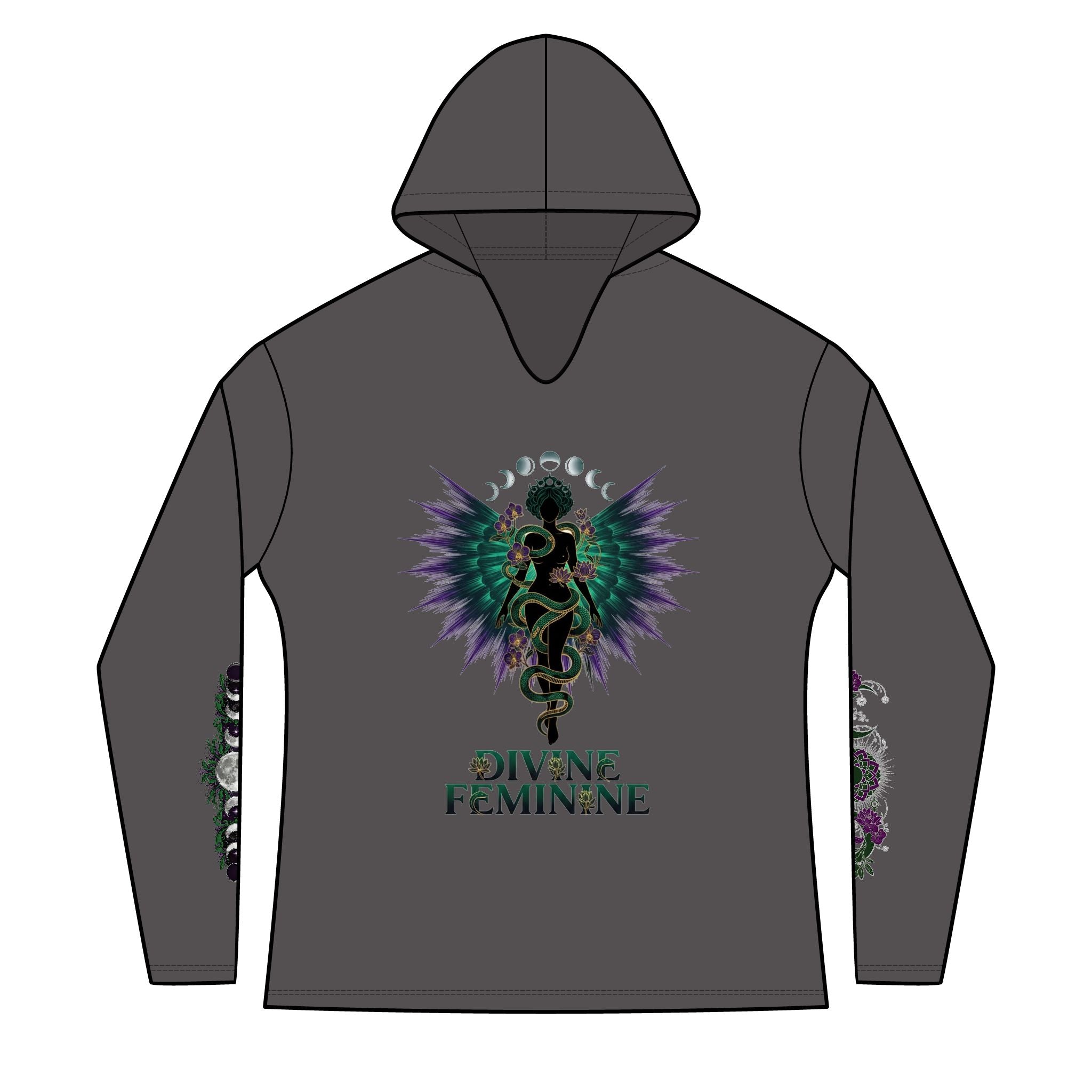 Divine Feminine Hoodie — Women's Spiritual Goddess Winged Caduceus Design