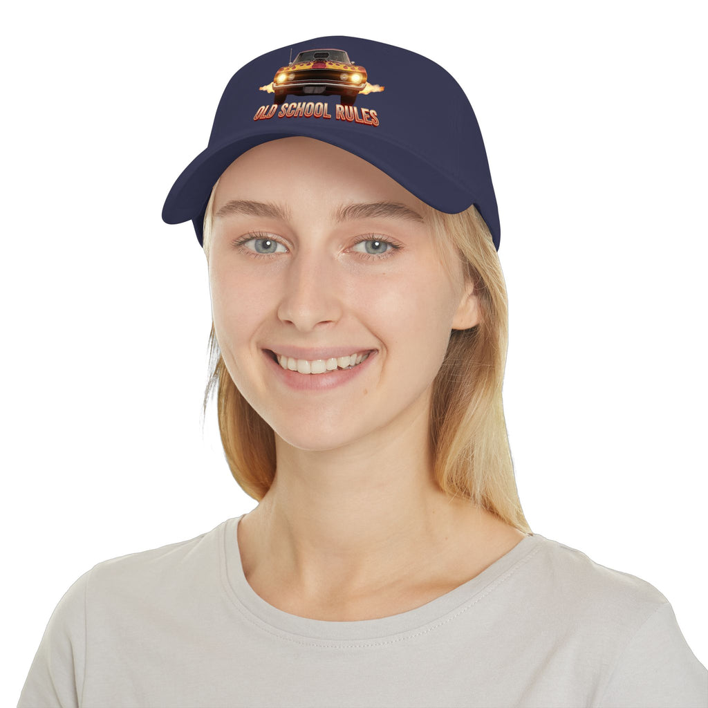 Old School Rules Vintage Muscle Car Baseball Cap