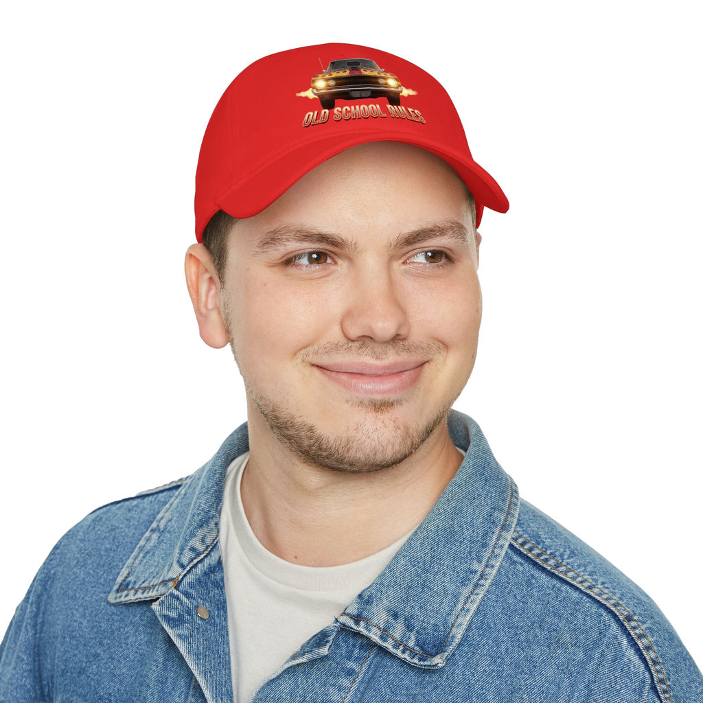 Old School Rules Vintage Muscle Car Baseball Cap
