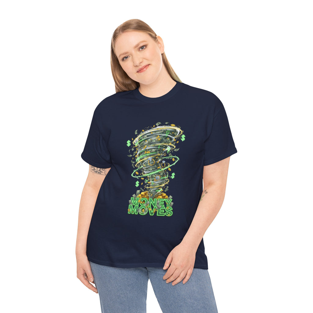 Money Moves Tee — Green Dollar Tornado Graphic T‑Shirt