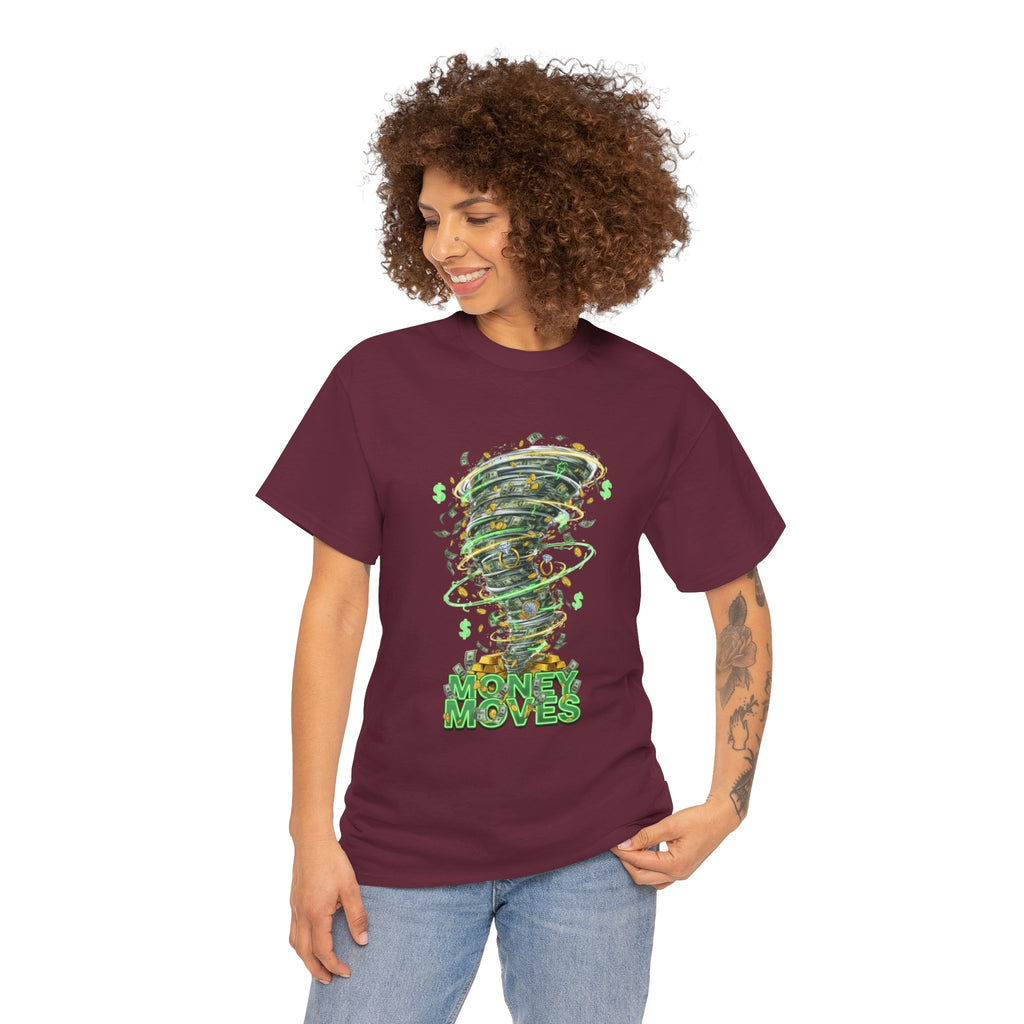 Money Moves Tee — Green Dollar Tornado Graphic T‑Shirt