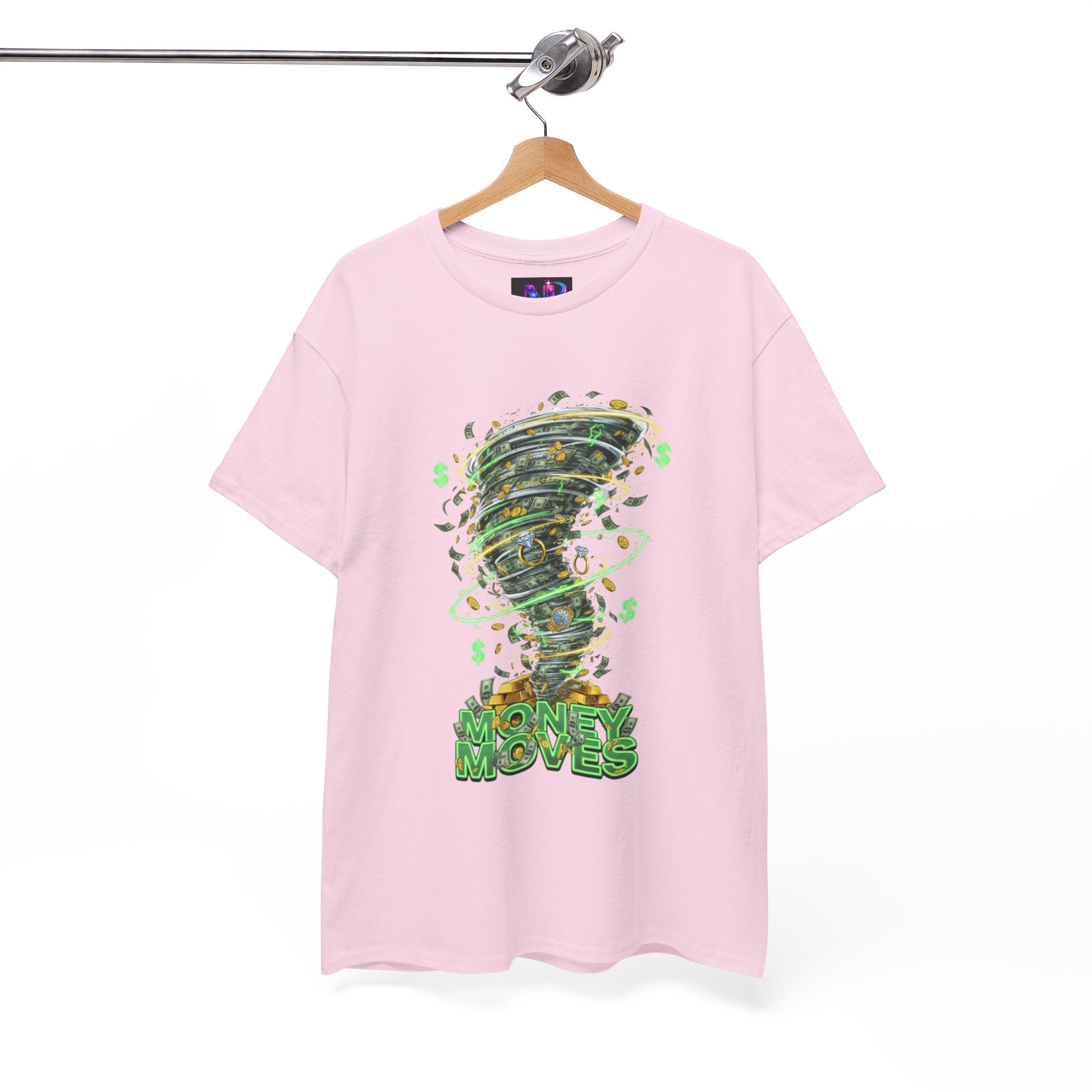 Money Moves Tee — Green Dollar Tornado Graphic T‑Shirt