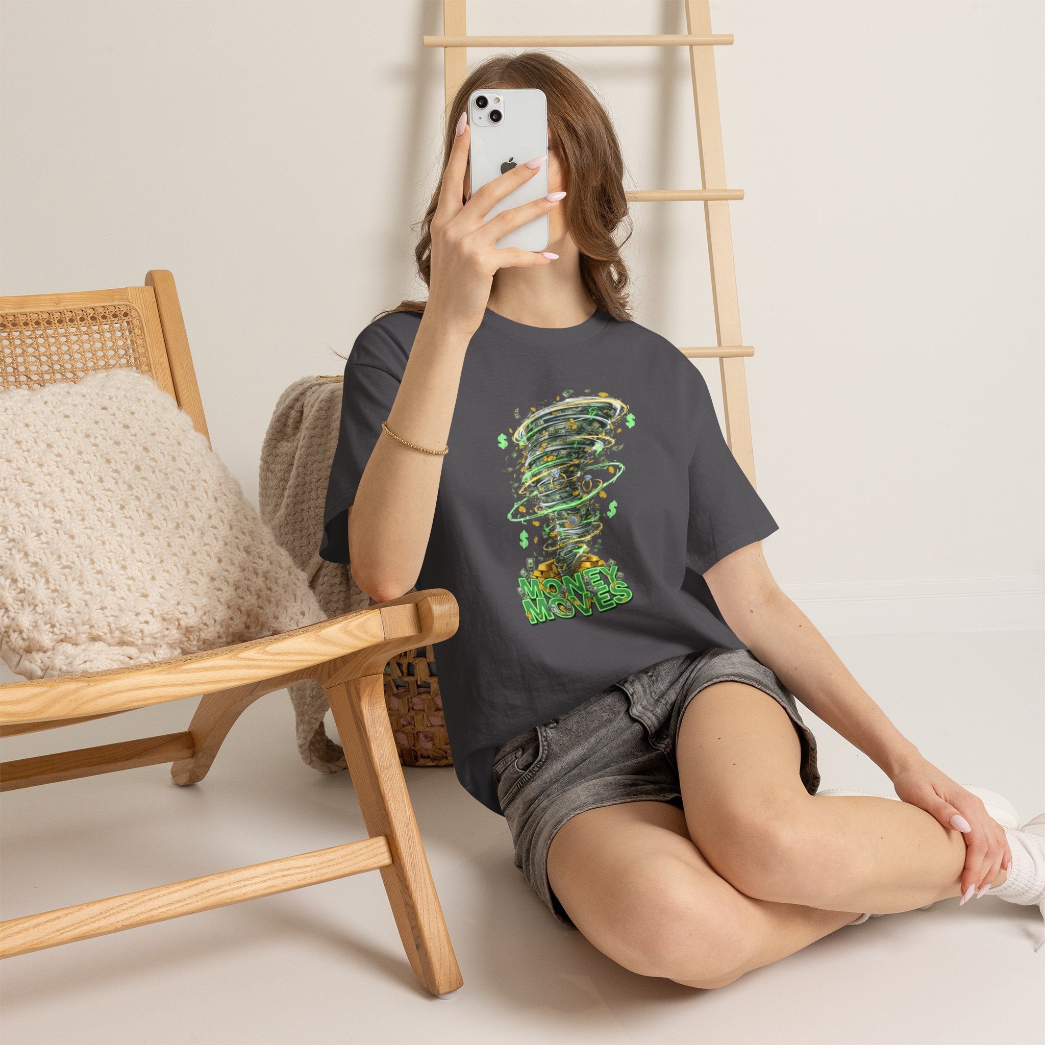 Money Moves Tee — Green Dollar Tornado Graphic T‑Shirt