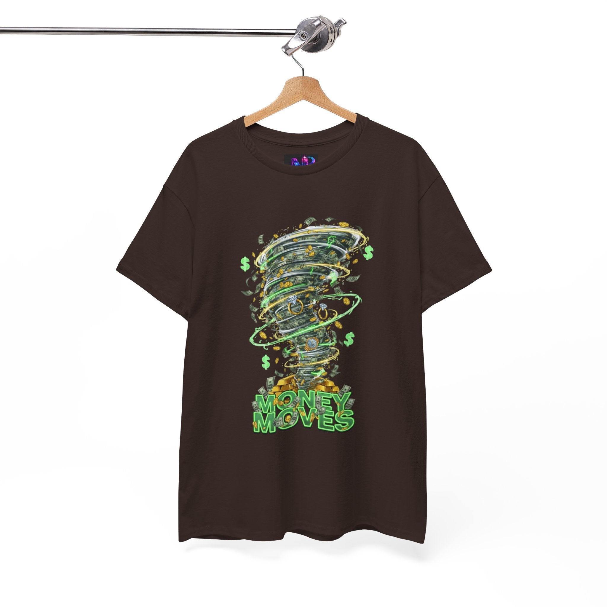 Money Moves Tee — Green Dollar Tornado Graphic T‑Shirt