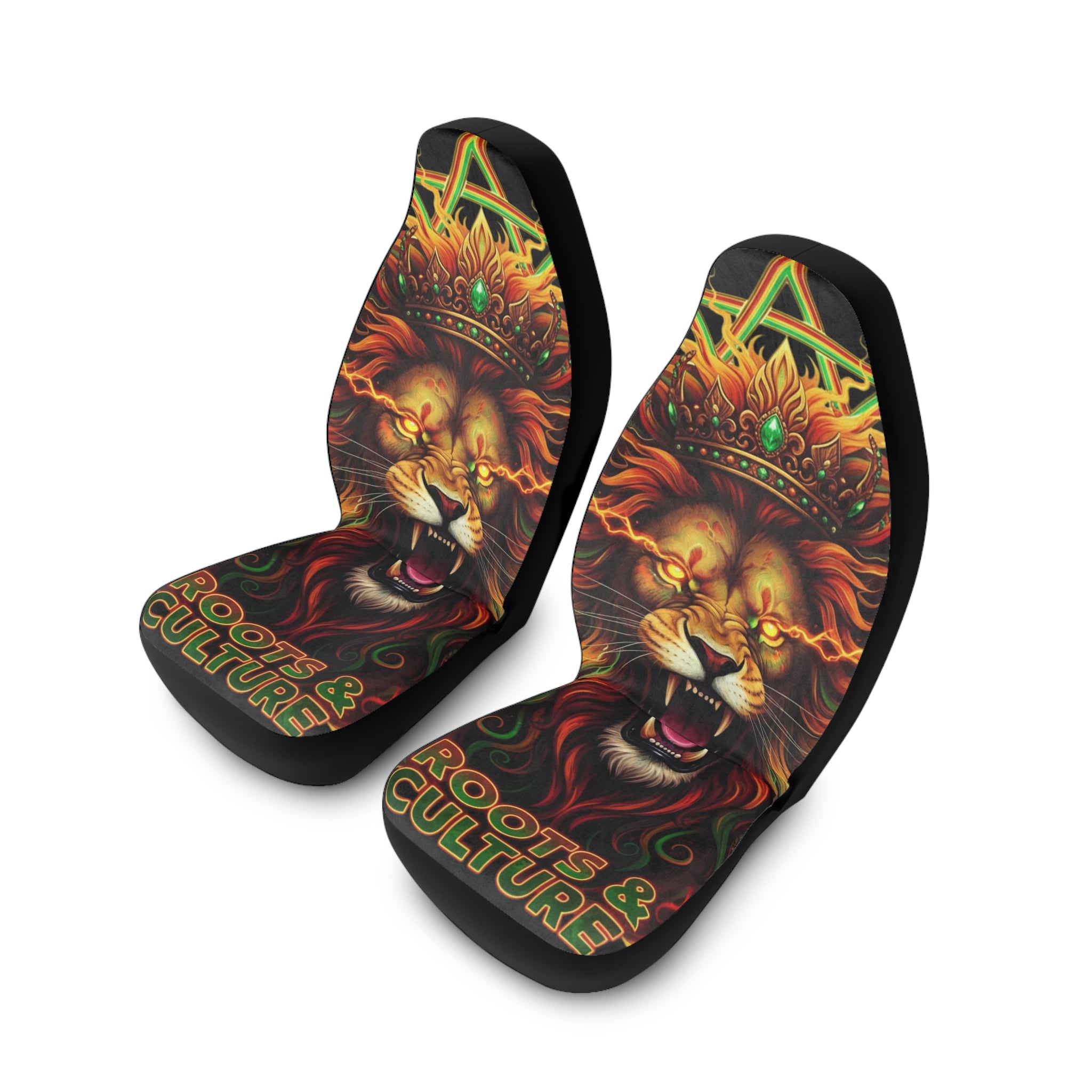 Lion Roots & Culture Polyester Car Seat Covers — Rasta Reggae-Inspired Auto Seat Protector