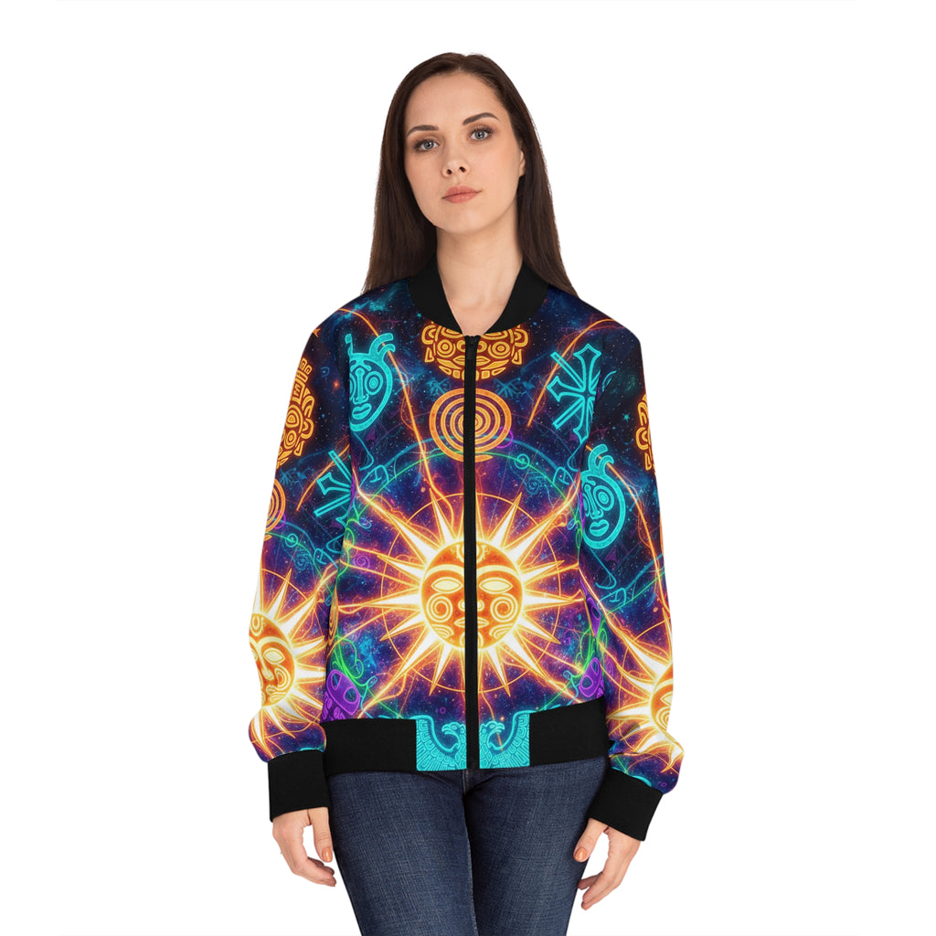 El Universo Taíno Bomber Jacket — Neon Tribal Cosmic Design