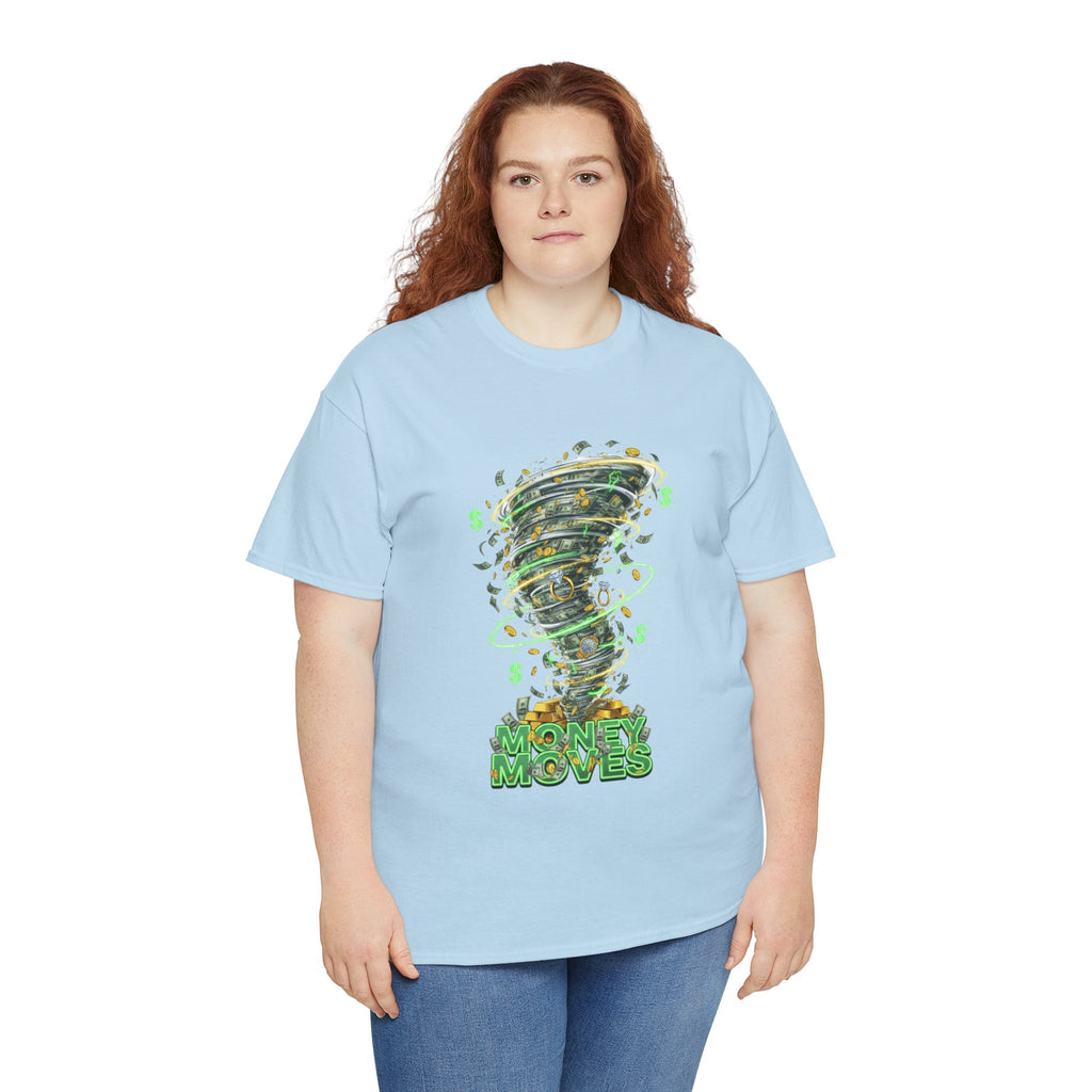 Money Moves Tee — Green Dollar Tornado Graphic T‑Shirt