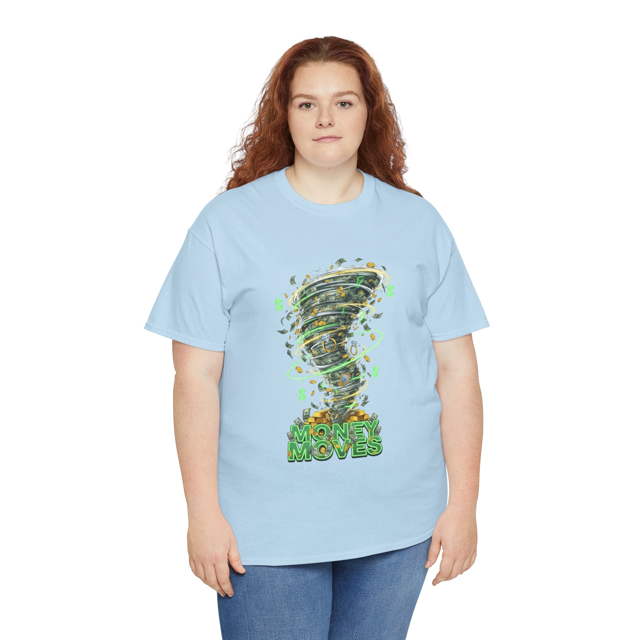 Money Moves Tee — Green Dollar Tornado Graphic T‑Shirt