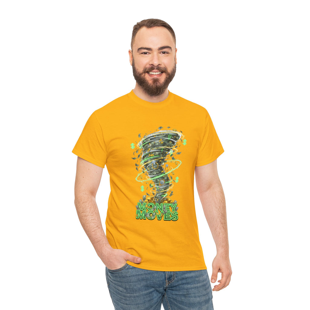Money Moves Tee — Green Dollar Tornado Graphic T‑Shirt