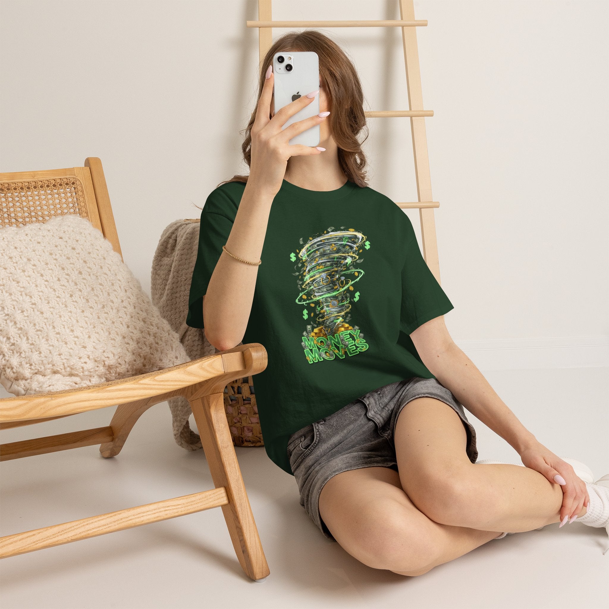 Money Moves Tee — Green Dollar Tornado Graphic T‑Shirt
