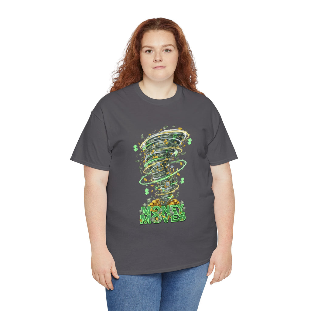 Money Moves Tee — Green Dollar Tornado Graphic T‑Shirt