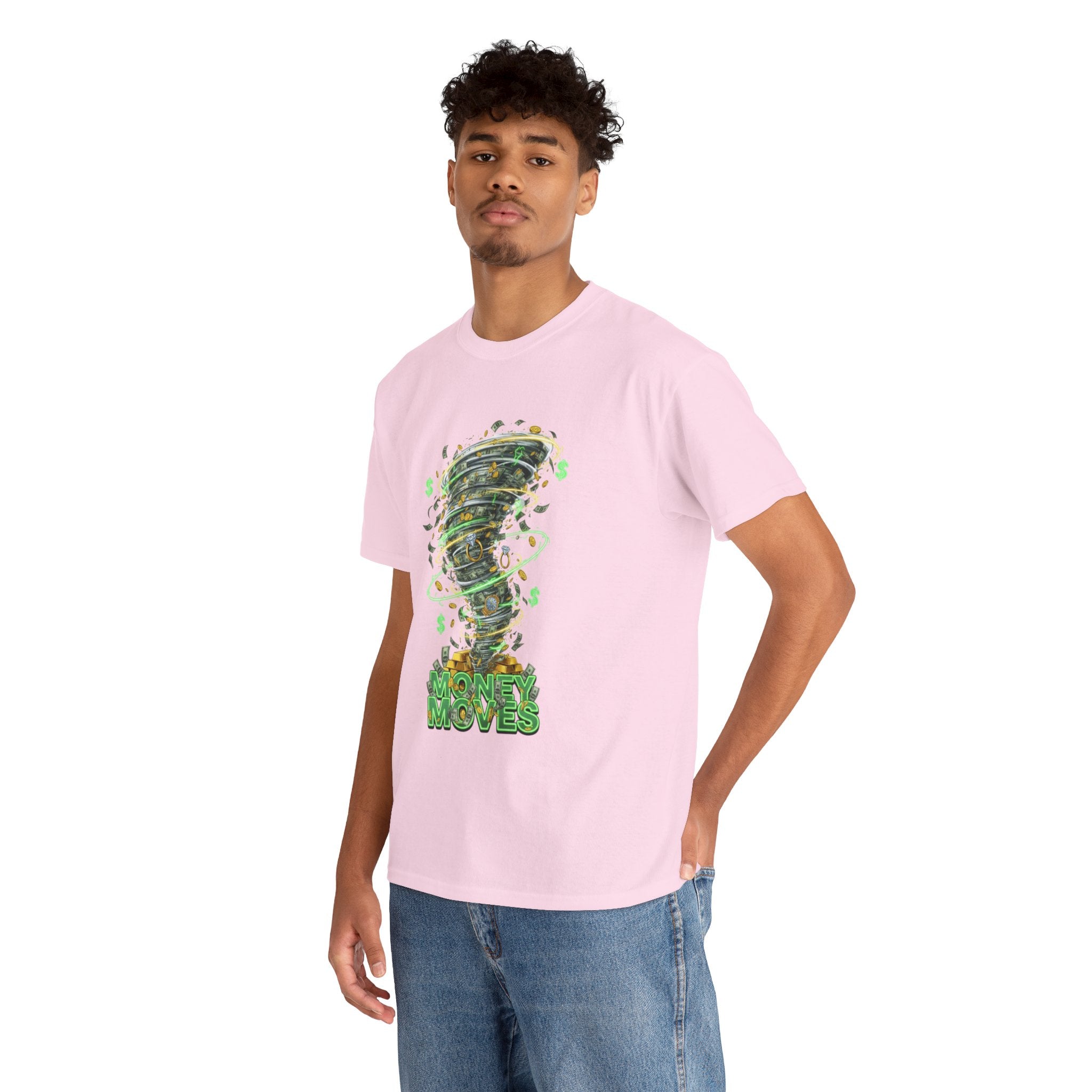 Money Moves Tee — Green Dollar Tornado Graphic T‑Shirt